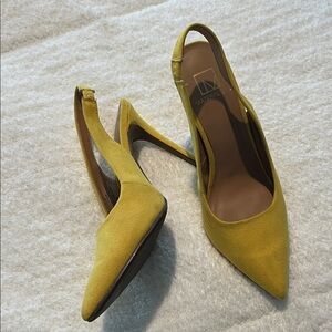 Material Girl Mustard Slingback Heels